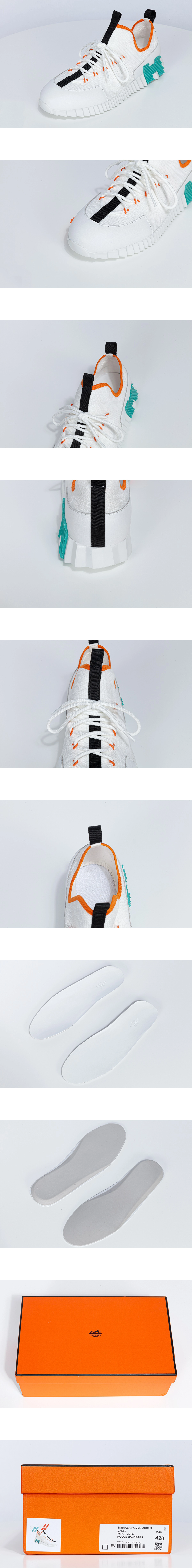 [Hermes] 에르메스 Lift 슬립온 스니커즈 화이트 라이트그린 H252003Z 91355 남녀공용 (XY)