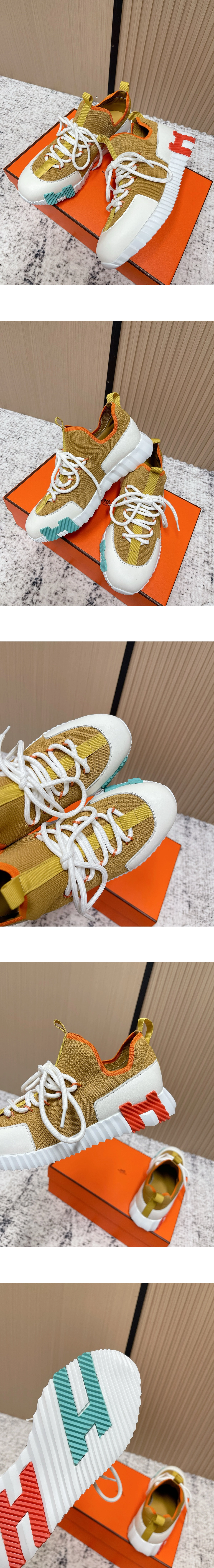 [Hermes] 에르메스 Lift 슬립온 스니커즈 화이트브라운 H252003Z 5K385 남녀공용 (XY)