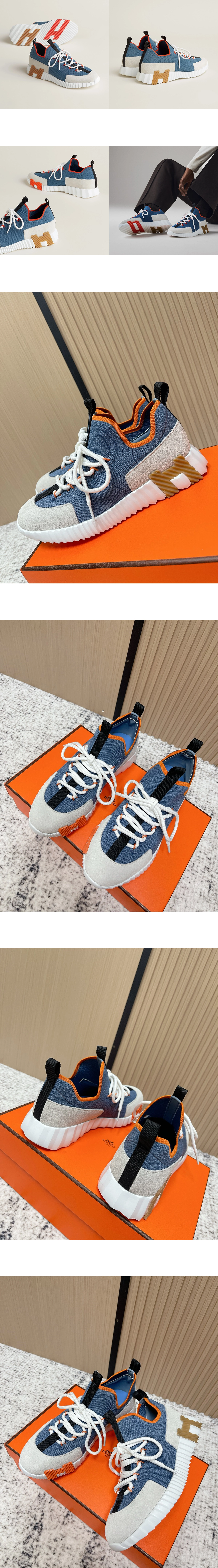 [Hermes] 에르메스 Lift 슬립온 스니커즈 데님블루 라이트그레이 H252858ZHBT400 남녀공용 (XY)