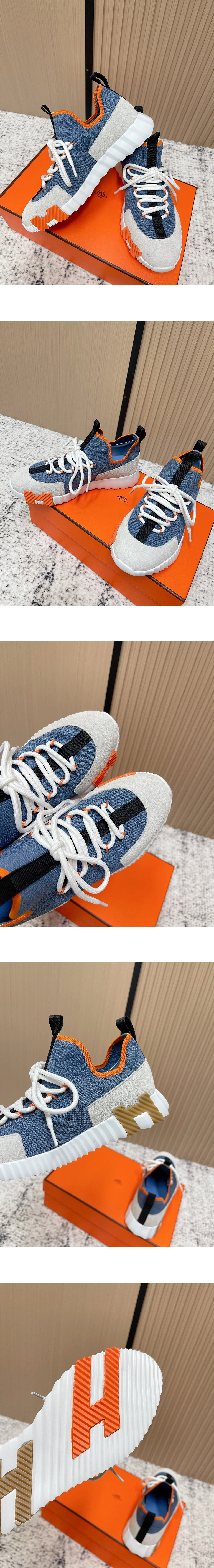 [Hermes] 에르메스 Lift 슬립온 스니커즈 데님블루 라이트그레이 H252858ZHBT400 남녀공용 (XY)