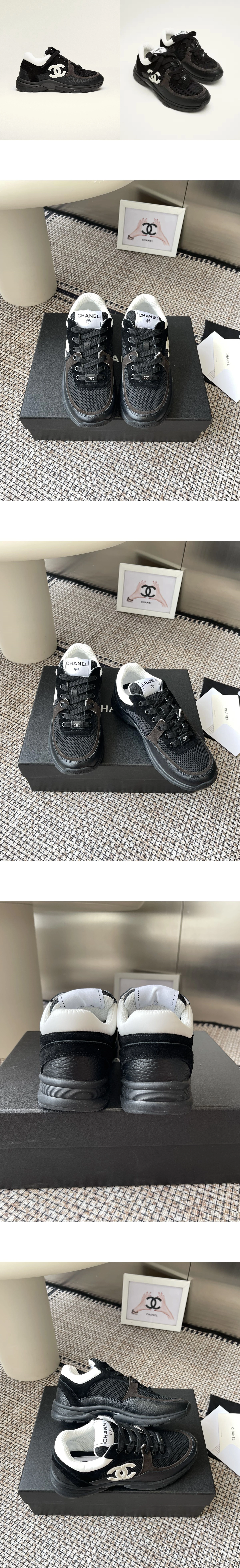 [CHANEL] 샤넬 메쉬 CC 스웨이드 카프스킨 스니커즈 블랙 G38299-Y55720-K3845 남녀공용