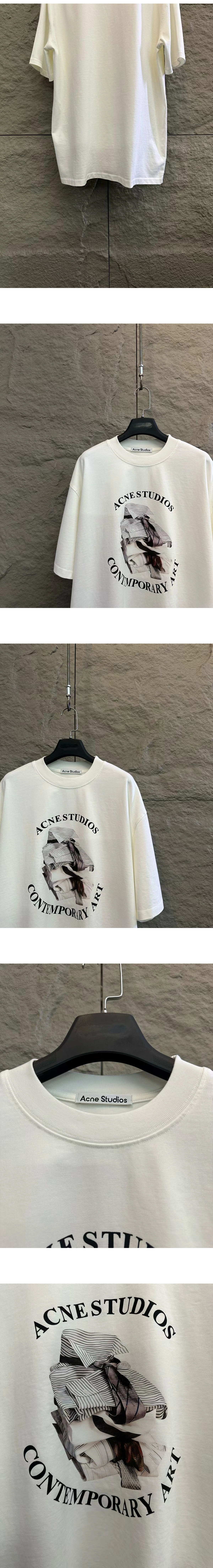 [ACNE STUDIOS] 남성 아크네스튜디오 디스트레스 트리밍 프린트 크루넥티셔츠