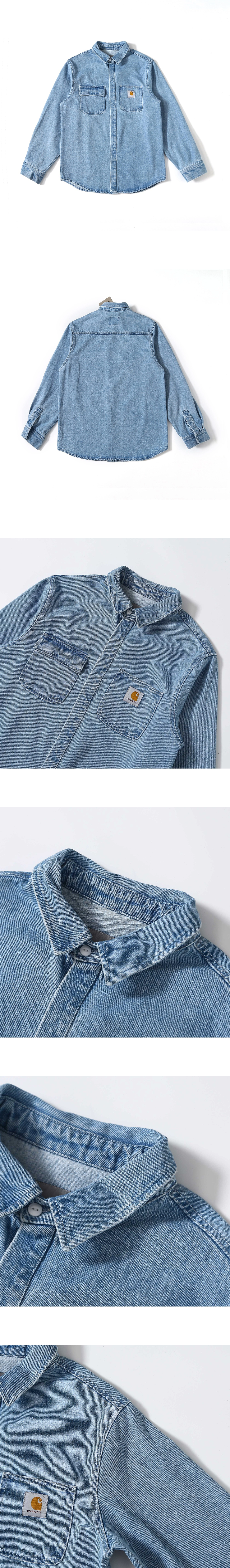 [CARHARTT] 남성 칼하트 WIP 로고 패치 포켓 데님 셔츠