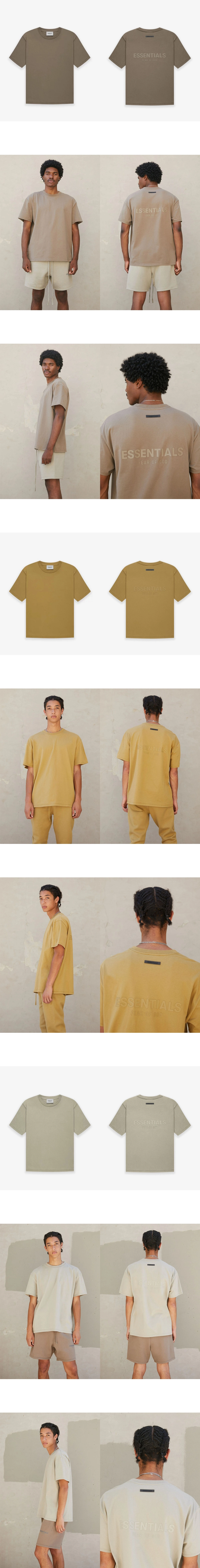 [FEAR OF GOD] 남성 피어오브갓 에센셜 백 로고 크루넥 쇼트슬리브 티셔츠