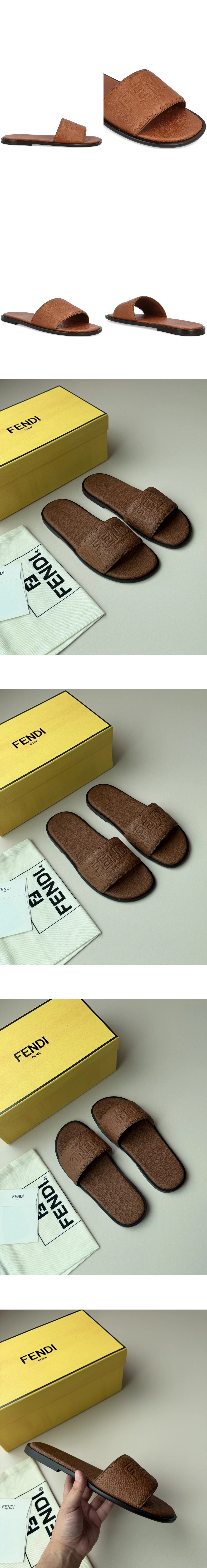 [FENDI] 펜디 로마 로고 엠보싱 슬리퍼 브라운 7X1753AQXCF0QB3 남성용