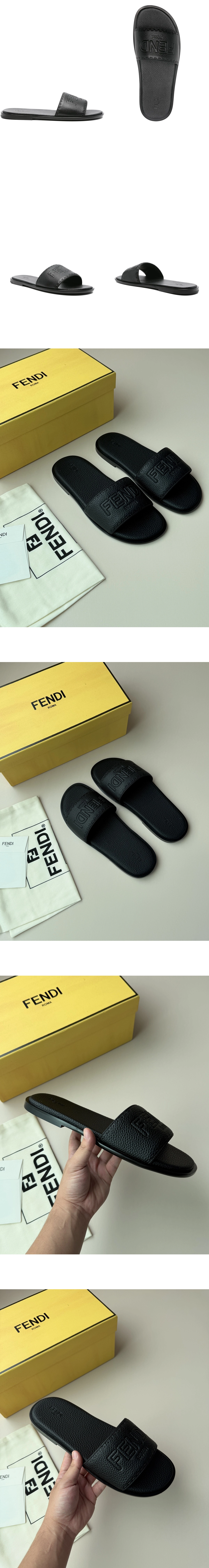 [FENDI] 펜디 로마 로고 엠보싱 슬리퍼 블랙 7X1753AQXCF0QB3 남성용
