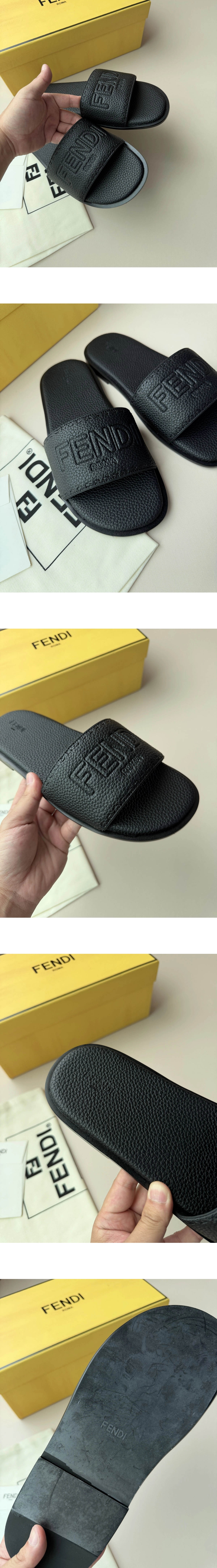 [FENDI] 펜디 로마 로고 엠보싱 슬리퍼 블랙 7X1753AQXCF0QB3 남성용