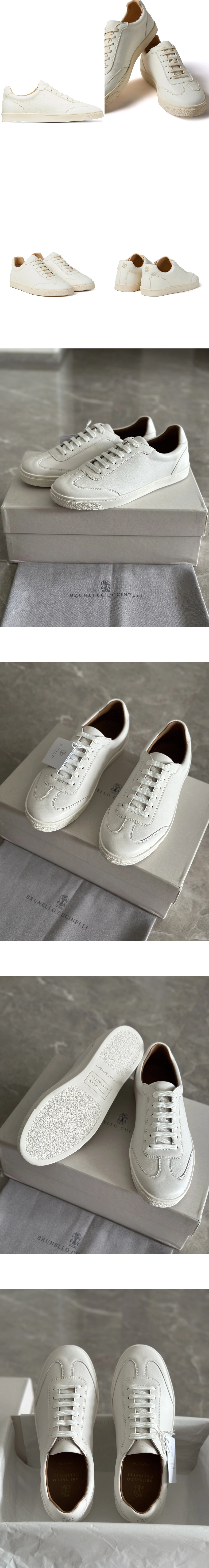 [Brunello Cucinelli] 브루넬로쿠치넬리 레더 로우탑 스니커즈 화이트 남성용