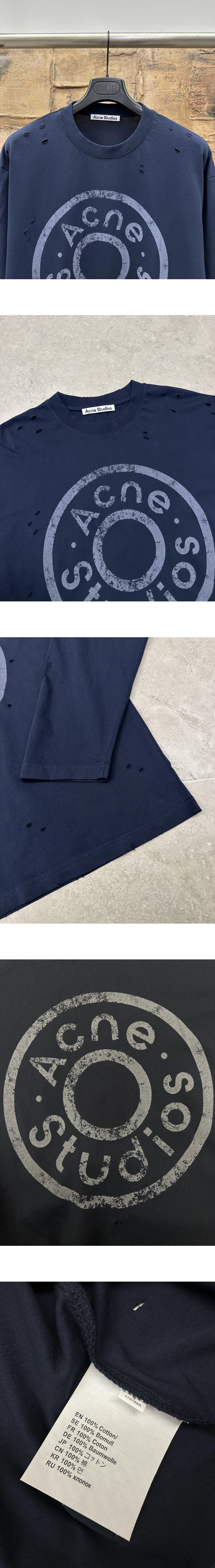 [ACNE STUDIOS] 남성 아크네스튜디오 레이어드 로고 프린트 디스트레스트 티셔츠