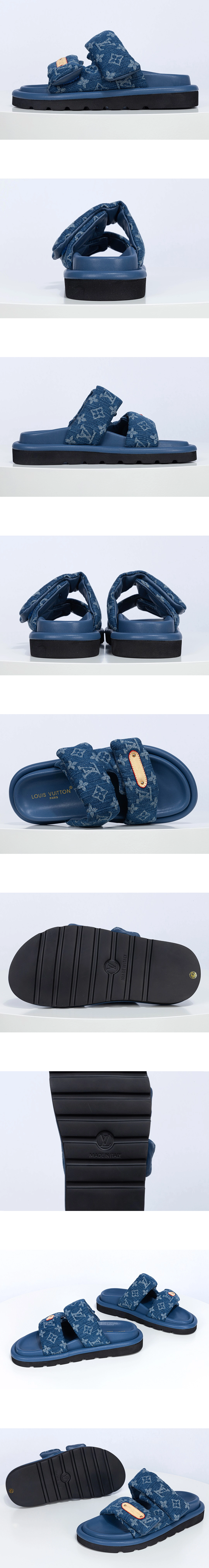 [LOUIS VUITTON] 루이비통 풀 필로우 컴포트 데님 뮬 블루 1AJN80 남녀공용