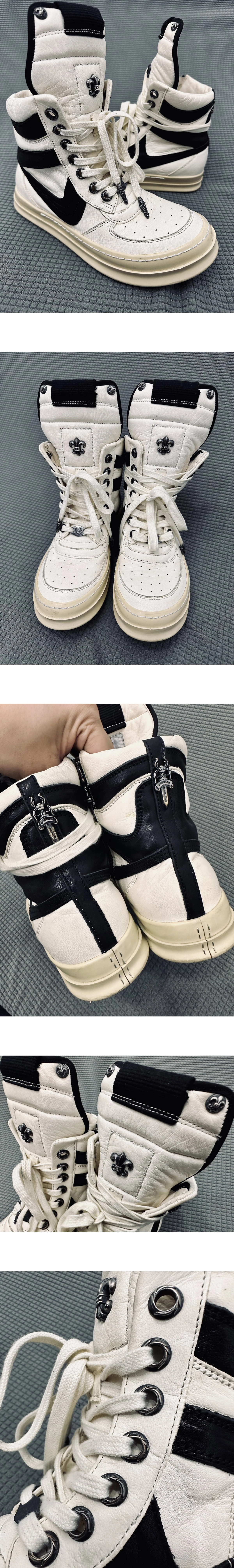 [RICK OWENS] 릭 오웬스 x 크롬하츠 BS 플레어참 실버 메탈 하이탑 스니커즈 남녀공용