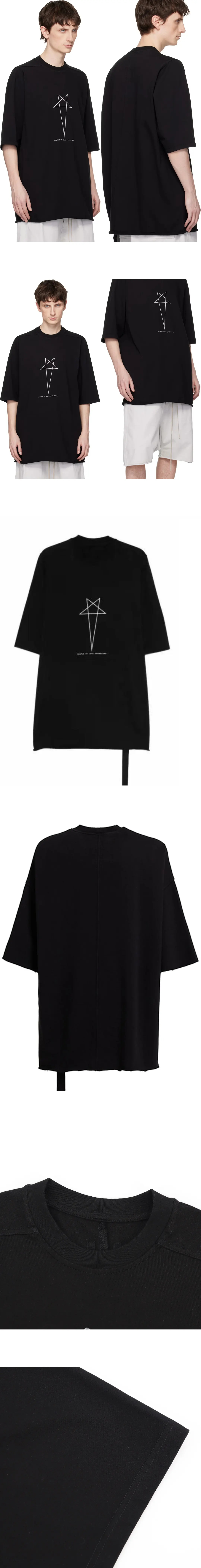 [RICK OWENS] 남성 릭오웬스 DRKSHDW 블랙 템플 점보 반팔 티셔츠
