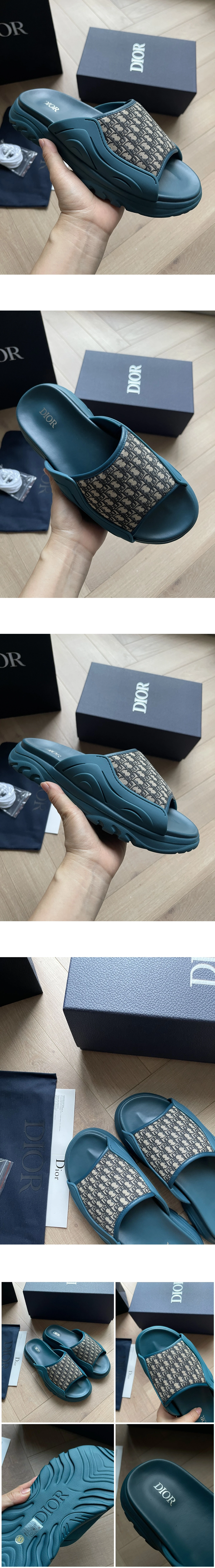 [DIOR] 디올 H-Town 슬라이드 샌들 블루 3SA132ZYF_H561 남성용