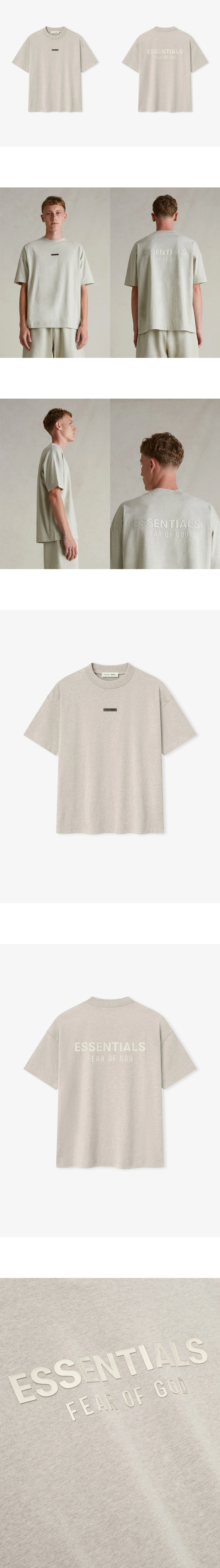 [FEAR OF GOD] 남성 피어오브갓 에센셜 로고 패치 클래식핏 티셔츠