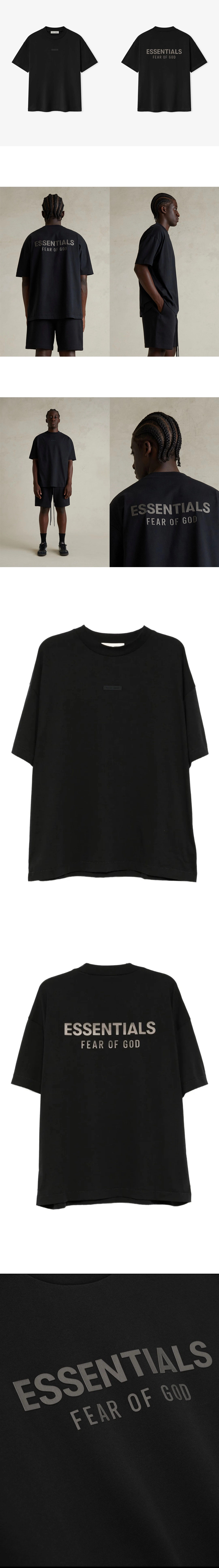 [FEAR OF GOD] 남성 피어오브갓 에센셜 로고 패치 클래식핏 티셔츠