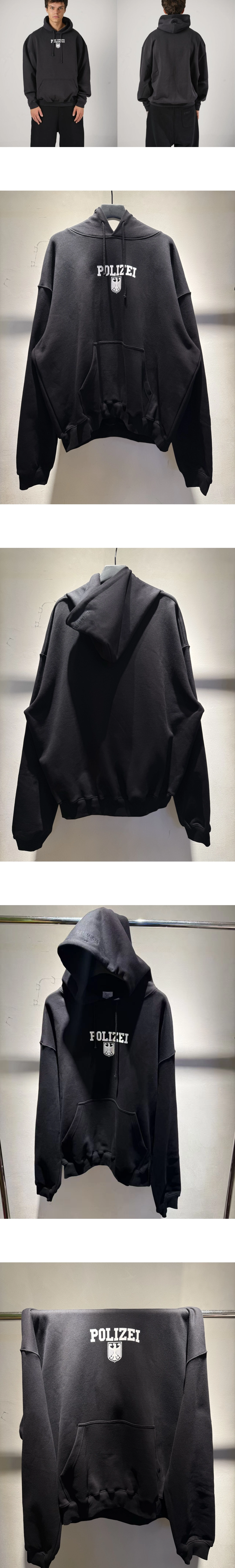 [VETEMENTS] 남성 베트멍 폴리츠 오버사이즈 후디 블랙