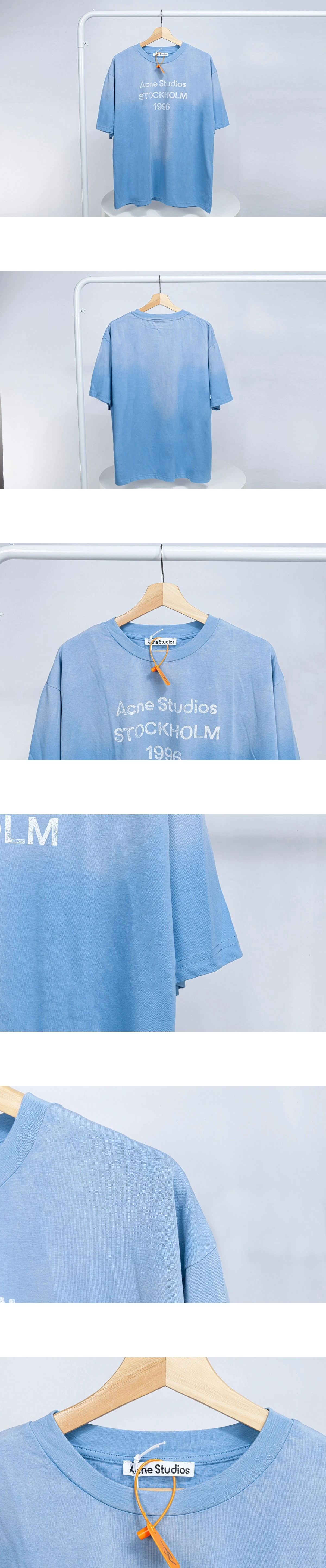 [ACNE STUDIOS] 남성 아크네스튜디오 스프레이드 로고 쇼트슬리브 티셔츠 콘플라워 블루