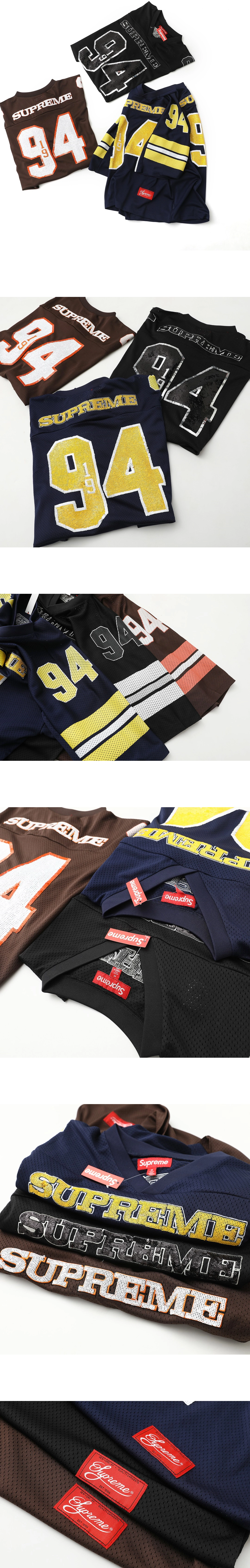 [Supreme] 남성 슈프림 시퀸 풋볼 저지 쇼트슬리브 티셔츠