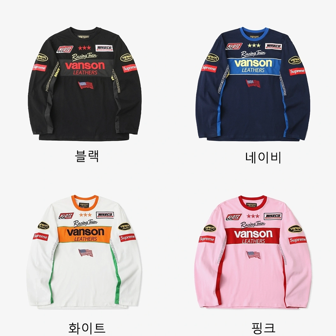 [Supreme] 남성 슈프림 x Vanson Leathers 밴슨 레더스 L/S 탑 블랙