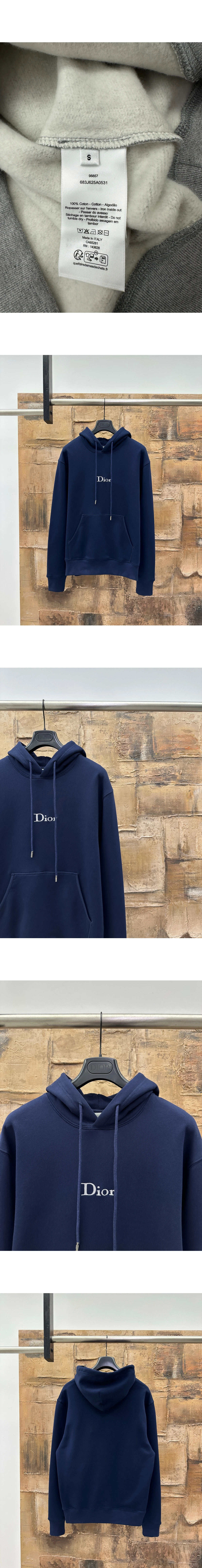 [DIOR] 남성 디올 자수 릴렉스드 핏 코튼 플리스 후드 스웨트셔츠