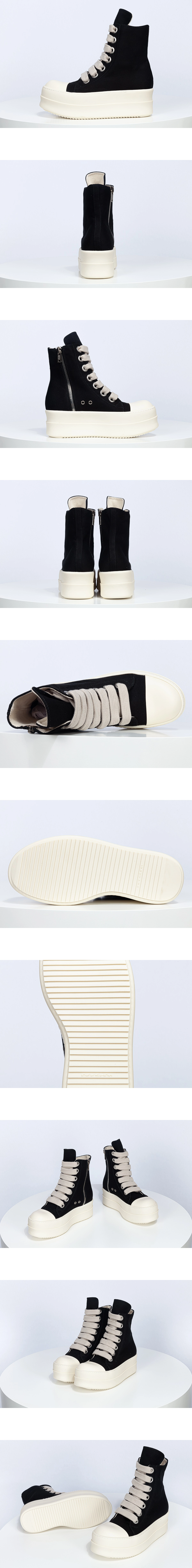 [RICK OWENS] 릭 오웬스 다크쉐도우 메가범퍼 점보레이스 스니커즈 블랙 밀크 남녀공용