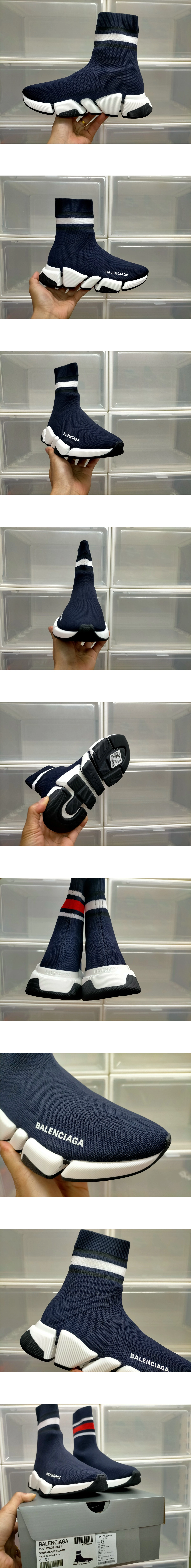 [BALENCIAGA] 발렌시아가 스피드 2.0 모노컬러 리사이클드 니트 스니커즈 네이비 674617W2F604199 남녀공용