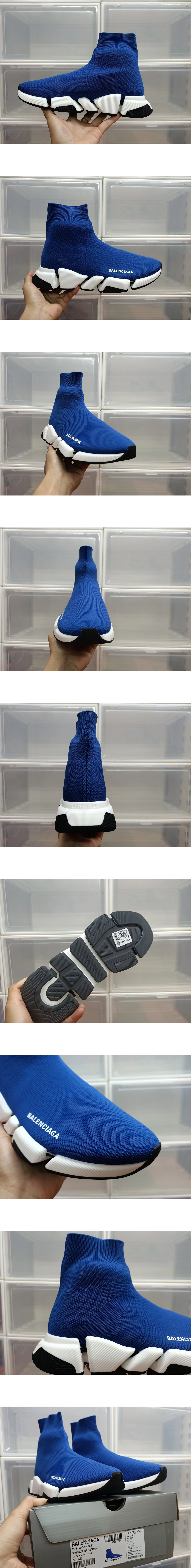 [BALENCIAGA] 발렌시아가 스피드 2.0 모노컬러 리사이클드 니트 스니커즈 블루 617239W2DB24791 남녀공용