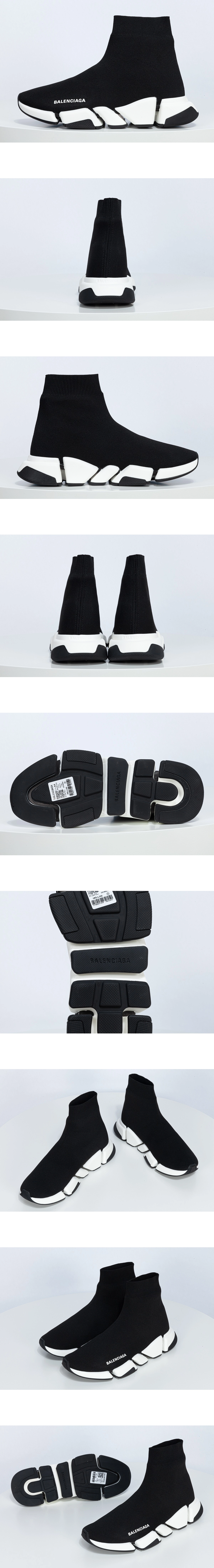 [BALENCIAGA] 발렌시아가 스피드 2.0 모노컬러 리사이클드 니트 스니커즈 블랙화이트 617239W2DB21015 남녀공용