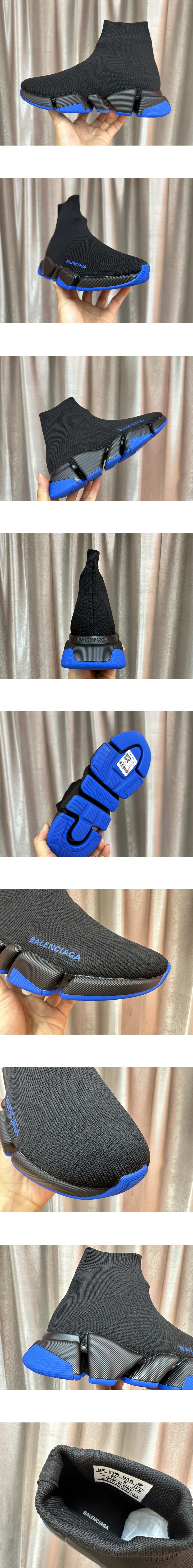 [BALENCIAGA] 발렌시아가 스피드 2.0 모노컬러 리사이클드 니트 스니커즈 블랙블루 617239W2DB21014 남녀공용