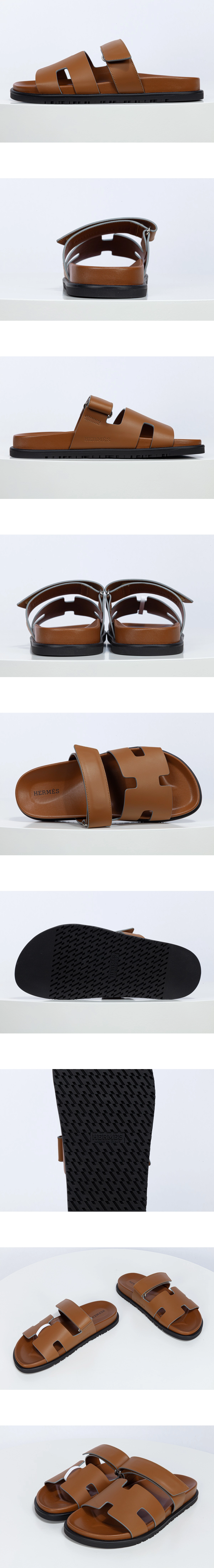 [HERMES] 에르메스 Chypre시프레 Swift 소프트 레더 샌들 슬리퍼 브라운(JG)