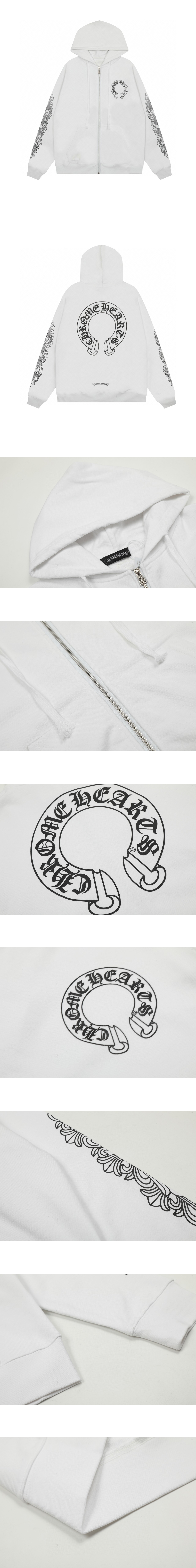 [Chrome Hearts] 남성 크롬하츠 홀스슈 플로랄 헤비웨이트 집업 후드 