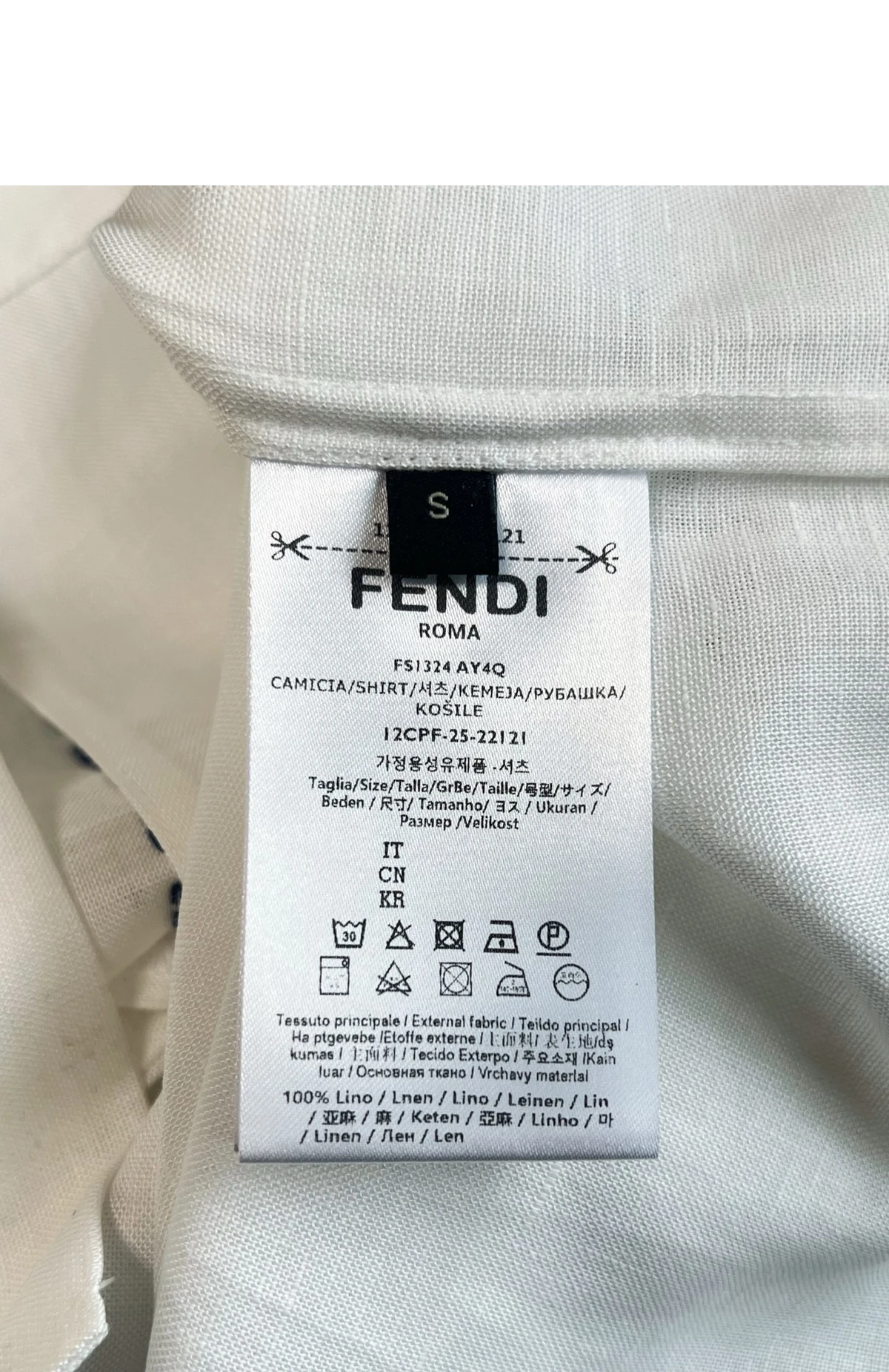 [FENDI] 남성 펜디 멀티컬러 FF 체크 모티프 자수 리넨 셔츠