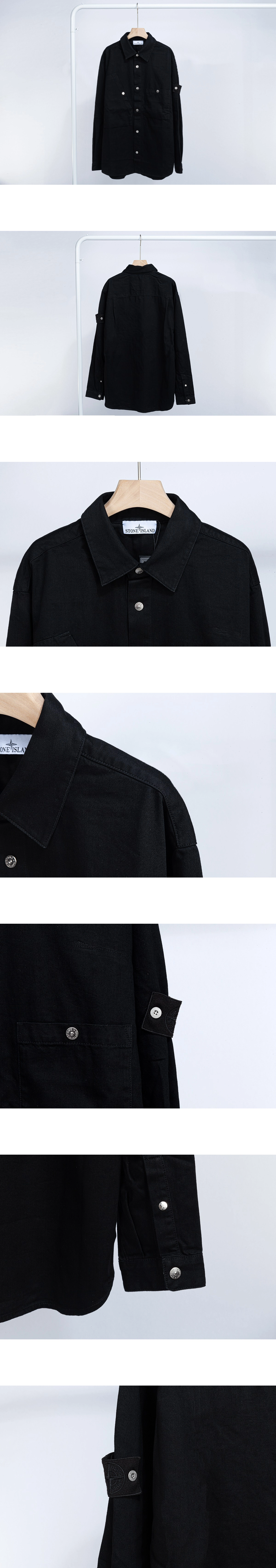 [STONE ISLAND] 남성 스톤아일랜드 불 데님-TC 오버셔츠 블랙