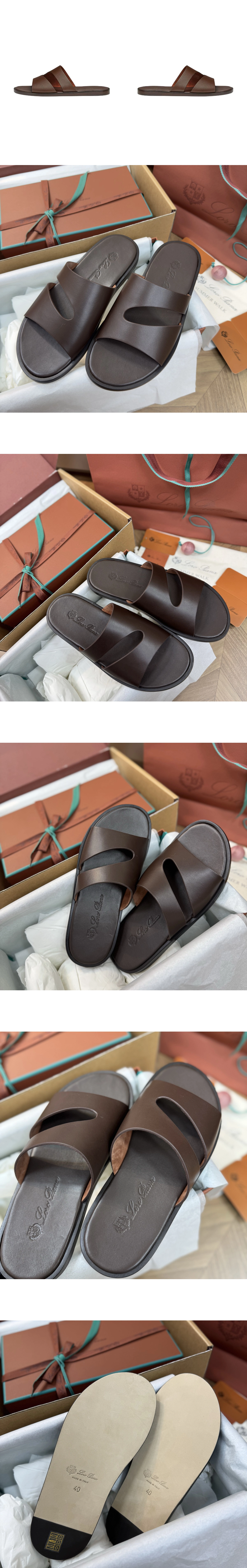 [[Loro Piana] 로로피아나 필라 플레인 워크 샌들 다크 모카 FAP1185-H0JF