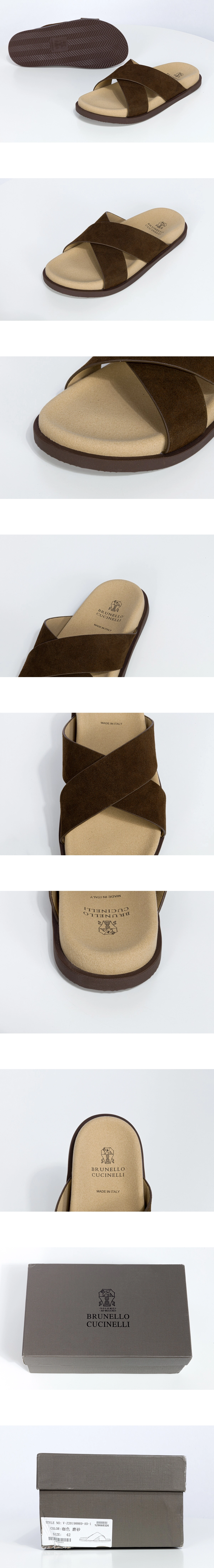 [Brunello Cucinelli] 브루넬로쿠치넬리 스웨이드 크로스오버 스트랩 샌들 261MZUSOLY327CAY70