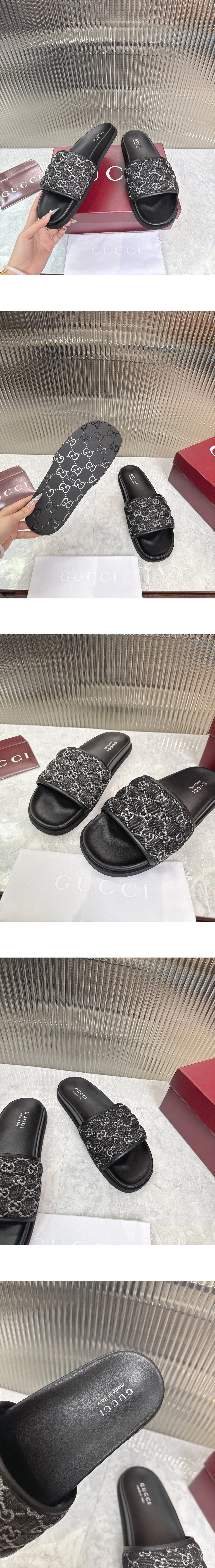 [GUCCI] 구찌 GG 데님 슬라이드 샌들 블랙 838089 FAFPY 8473