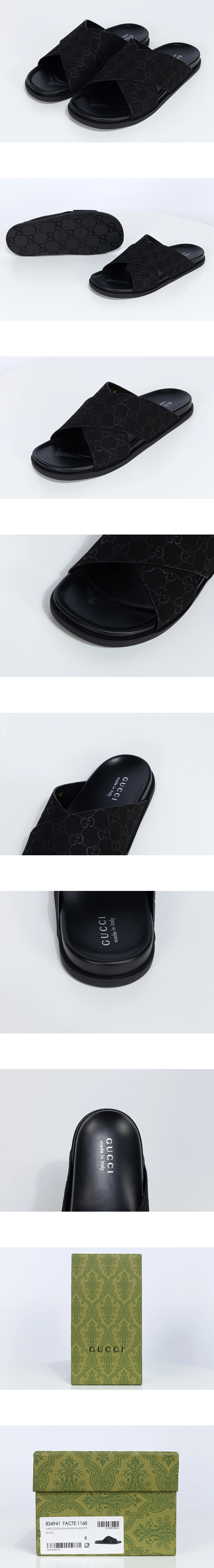 [GUCCI] 구찌 GG 스웨이드 크로스 스트랩 샌들 블랙 834940 AADUO 1000