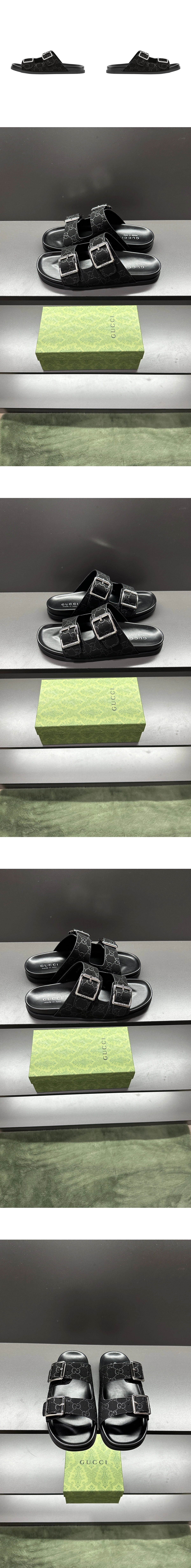 [GUCCI] 구찌GG 스웨이드 슬라이드 샌들 블랙 816380 AADUO 1000