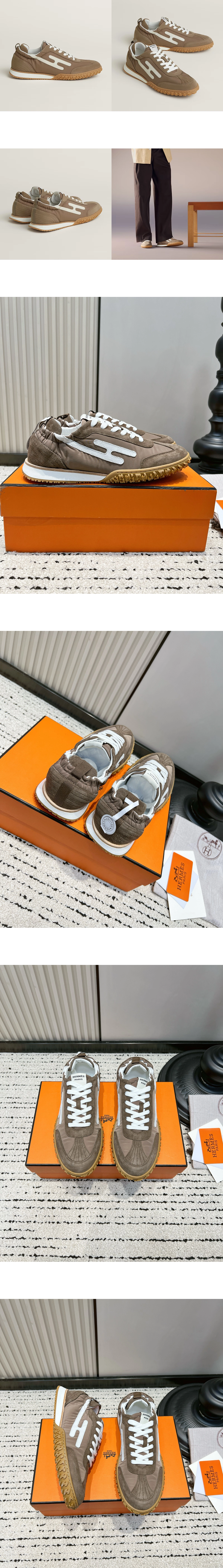 [Hermes] 에르메스Jet 스니커즈 나파 스웨이드 브라운 H261807ZHX3 남녀공용