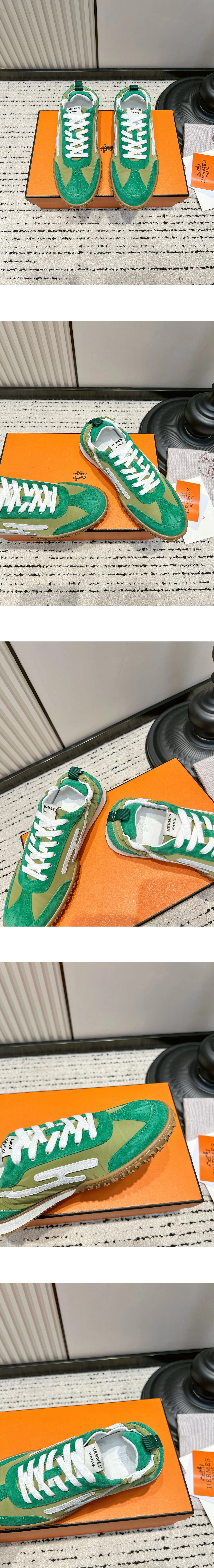 [Hermes] 에르메스 Jet 스니커즈 나파 스웨이드 그린 H252013Z JM340 남녀공용
