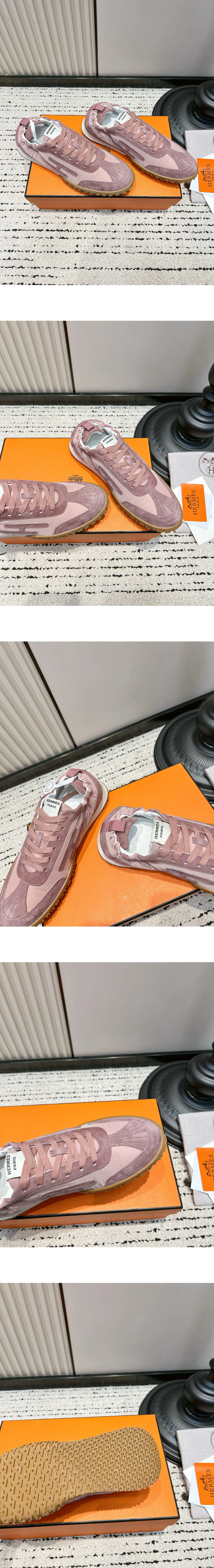 [Hermes] 에르메스 Jet 스니커즈 나파 스웨이드 더스티 핑크H252013Z RA350 남녀공용