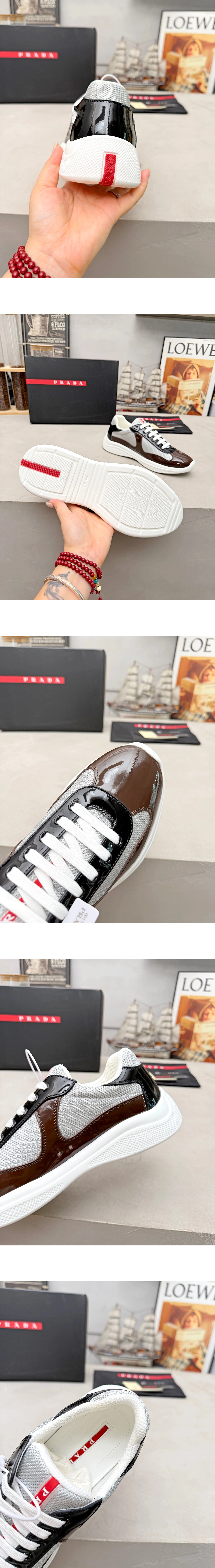 [PRADA] 프라다 아메리카 컵 페이턴트 테크 콤비 스니커즈 브라운4E3400_93W_F05N7_F_G000 남녀공용