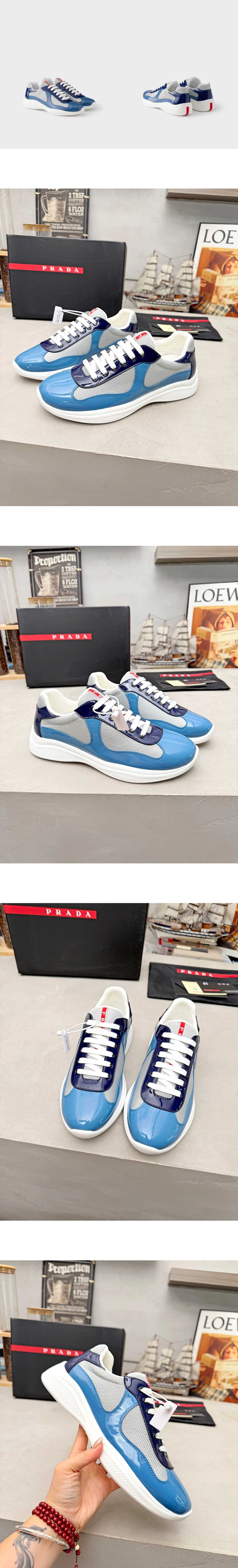 [PRADA] 프라다 아메리카 컵 페이턴트 테크 콤비 스니커즈 블루 4E3400_93W_F05MJ_F_G000 남녀공용