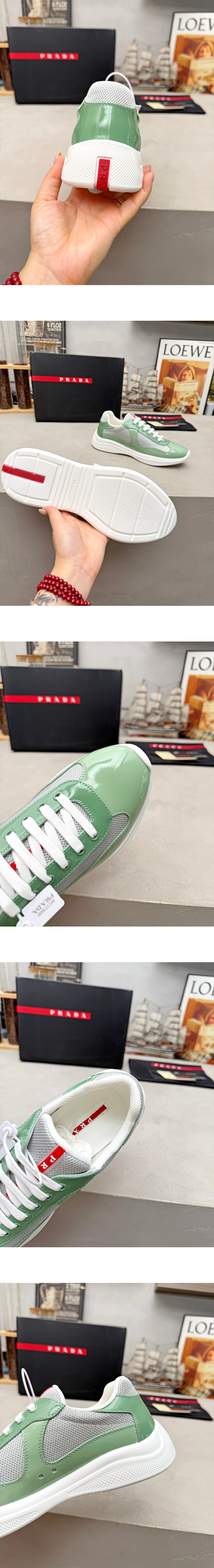 [PRADA] 프라다 아메리카 컵 페이턴트 테크 콤비 스니커즈 세이지 4E3400_93W_F05MK_F_G000 남녀공용