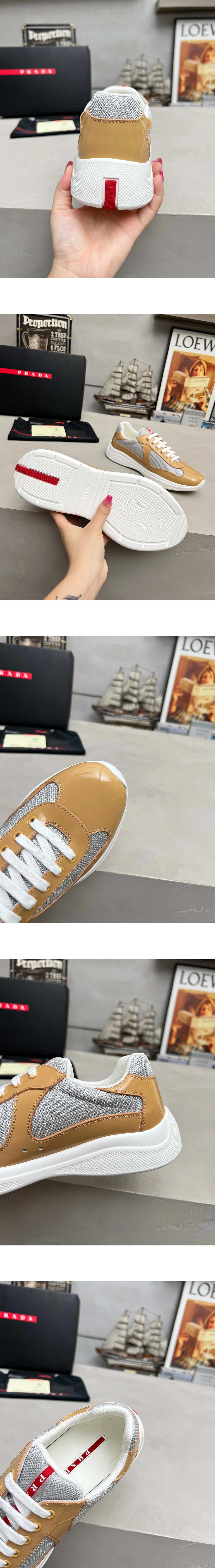 [PRADA] 프라다 아메리카 컵 페이턴트 테크 콤비 스니커즈 베이지 4E3400_ASZ_FG000_F_0GOR남녀공용