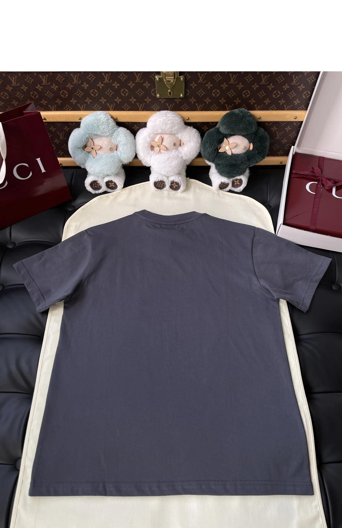 [GUCCI] 구찌 데보레 디테일 코튼 저지 티셔츠 다크 그레이
