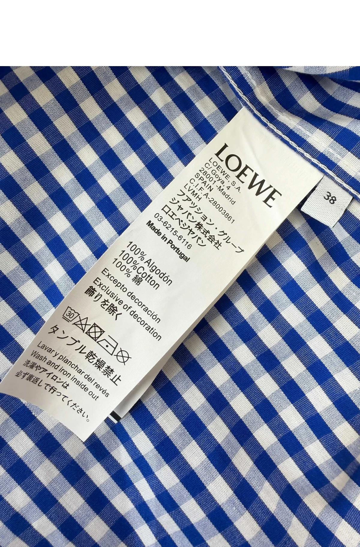 [LOEWE] 로에베 텍스처드 체크 코튼 쇼트슬리브 셔츠 블루