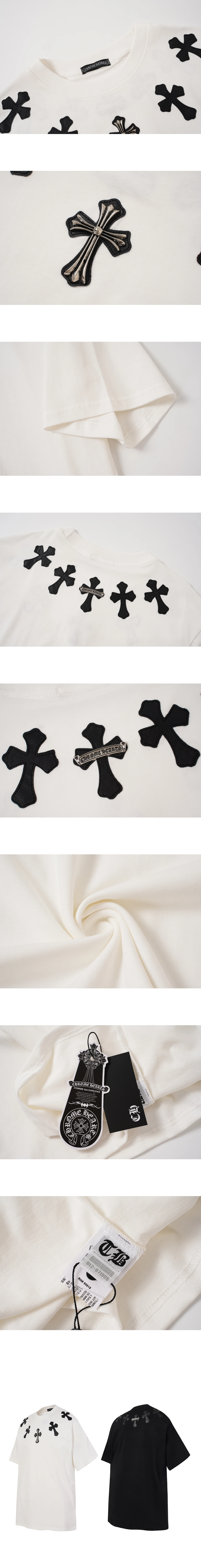 [Chrome Hearts] 크롬하츠 넥라인 레더 크로스 패치 쇼트슬리브 티셔츠