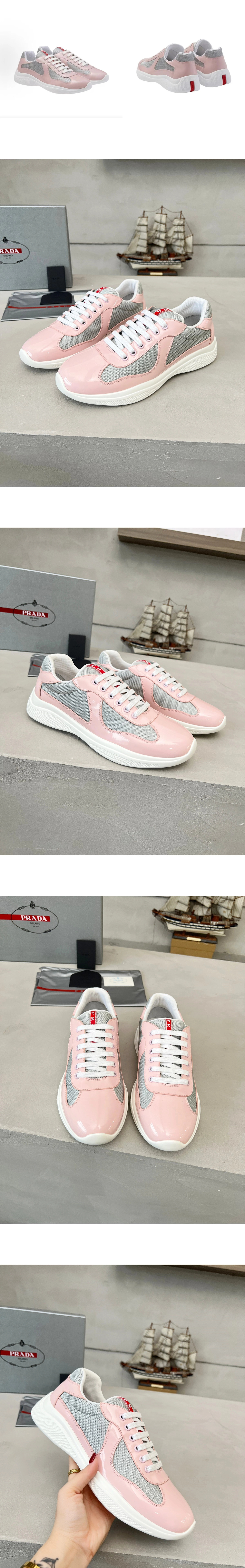 [PRADA] 프라다 America's Cup 아메리카 컵 테크니컬 패브릭 스니커즈 페탈/실버 4E3400_3AMS_F0W0J 남녀공용