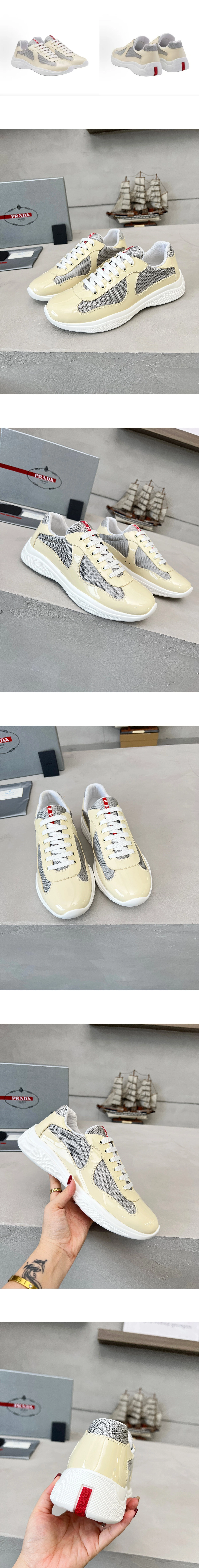 [PRADA] 프라다 America's Cup 아메리카 컵 테크니컬 패브릭 스니커즈베이지/실버 4E3400_3AMS_F0210 남녀공용 